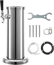 VEVOR Beer Tower Stainless Steel Draft Beer Tower 3" Dia Single Faucet Kegerator Tower Column Beer Dispenser Tower, Beer Tower Kit with Hose, Cover Wrench, for Home & Bar