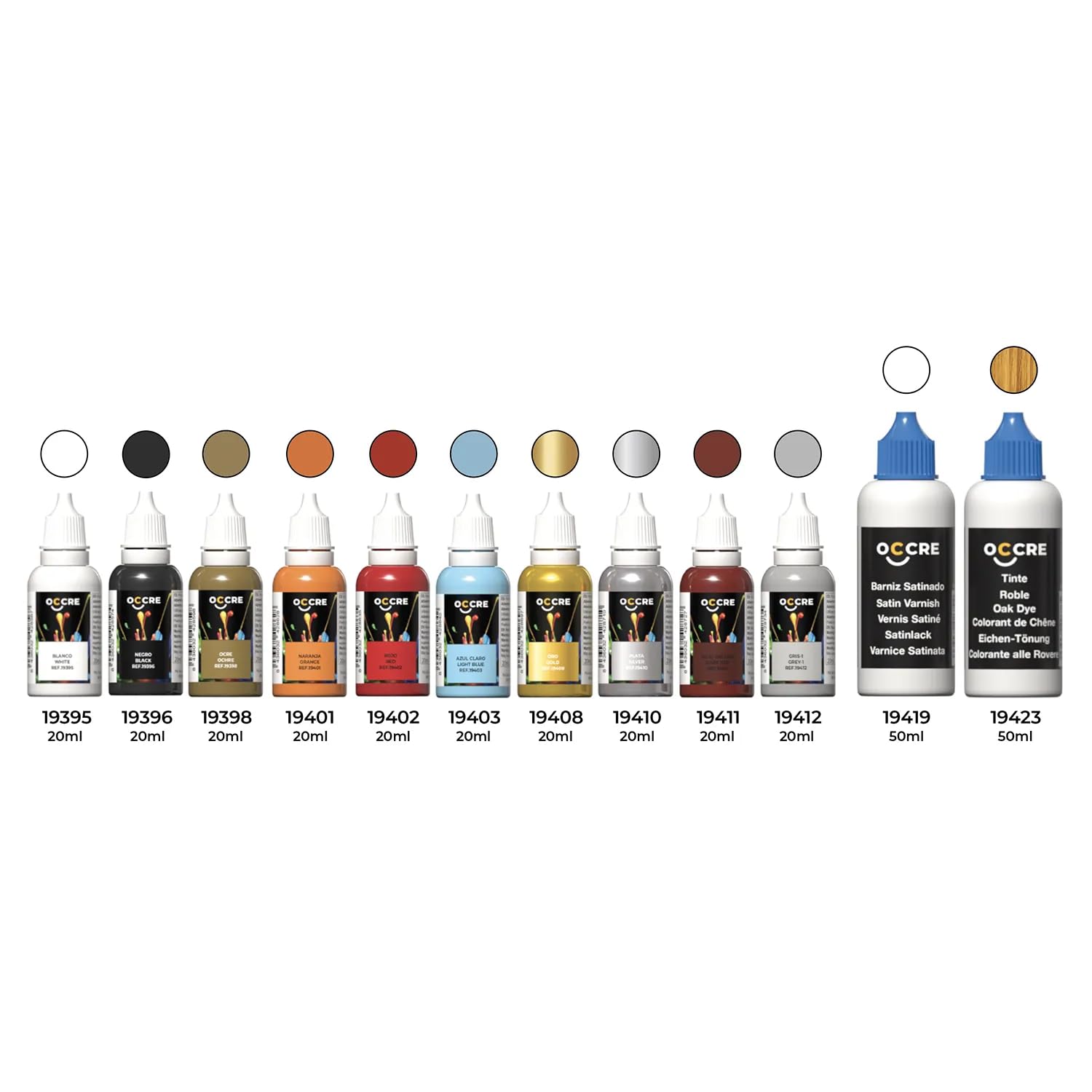 Occre Various Set Of Acrylic Paints For Paint Tram Kit San Francisco, 12 Bottles, Assorted Colours, Professional Finish