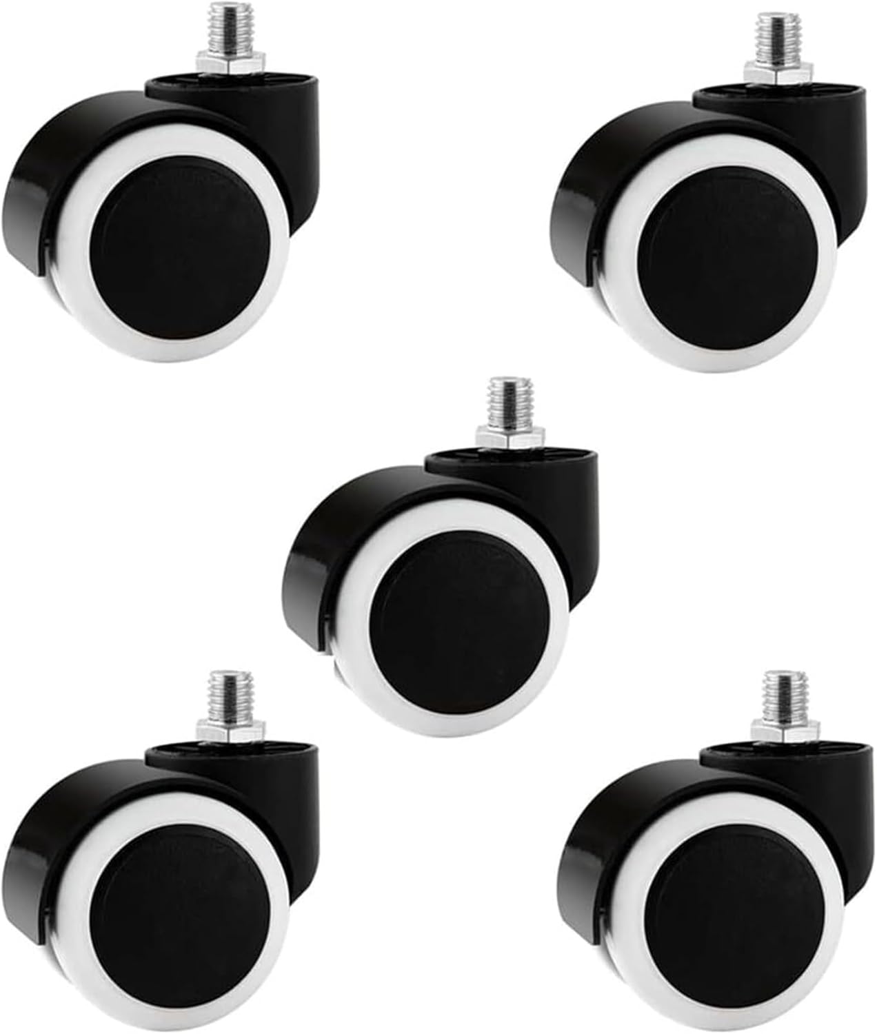 Caster Wheels,Swivel Caster Wheels Threaded Stem Casters, Office Chair Caster Wheels, 2 Inch Furniture Caster, Quiet Smooth, Universal Fit, Black(Screw)