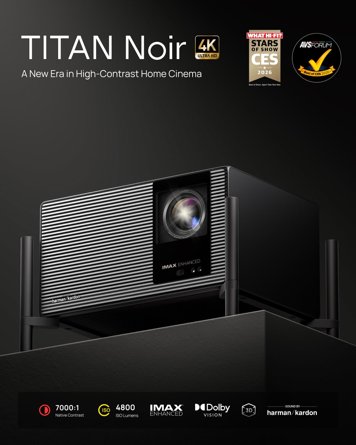 XGIMI TITAN Noir Projektor 4K Triple Laser,4800 ISO,7000:1