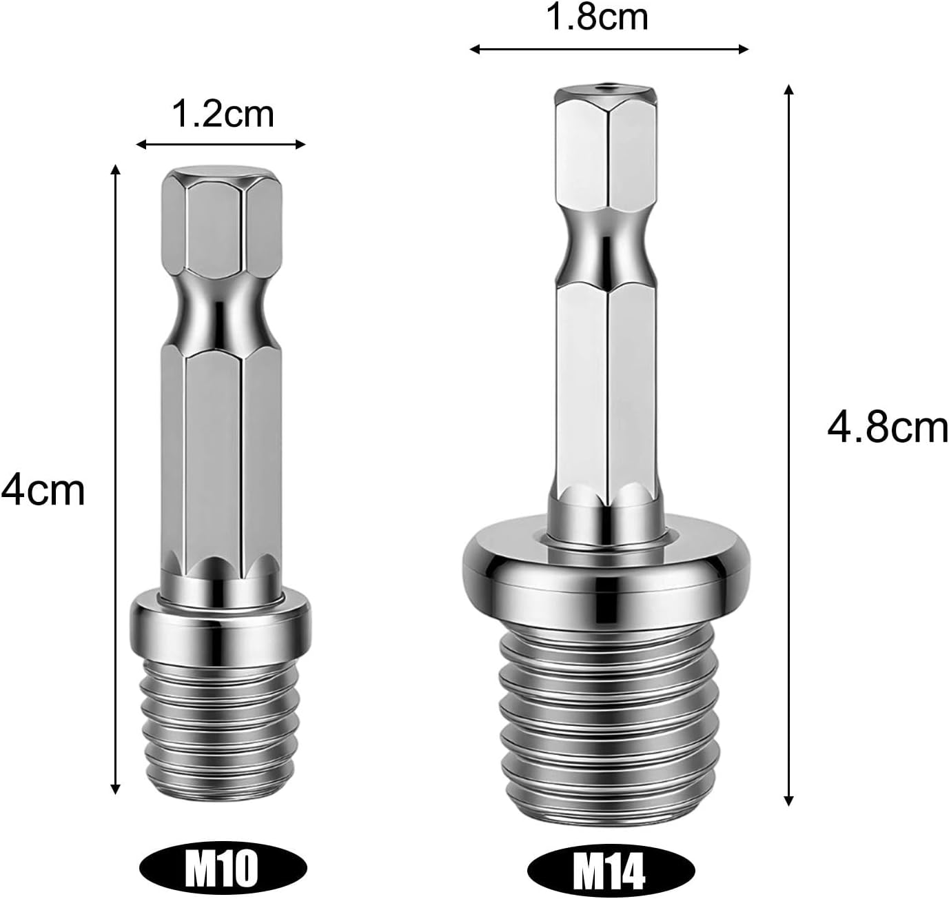 2PCS Drill Chuck Connection Rod Metal M10 M14 Hexagon Connecting Rod Adapter Hand Electric Drill Polisher Grinder Adapter Rod