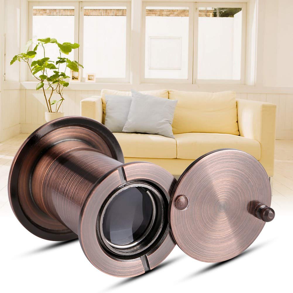 Spioncino Grandangolare 220° In Rame Trasparente Per Porte Da 35-60mm, Con Copertura Privacy E Finitura Bronzo