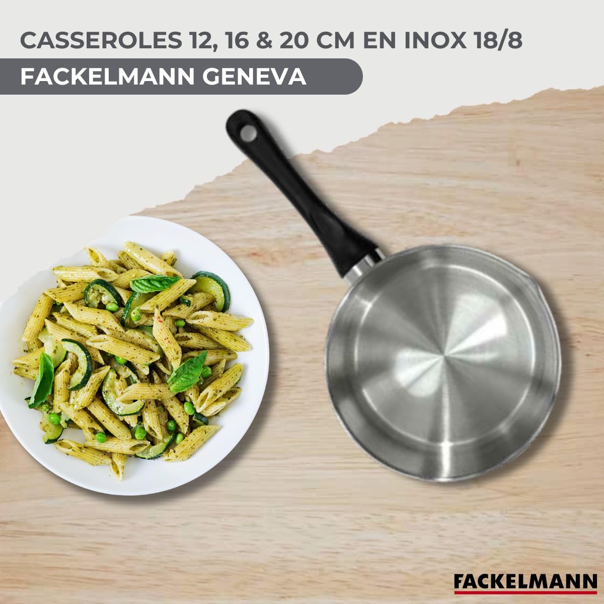 Fackelmann Batterie 3 casseroles inox 12/16/20 cm