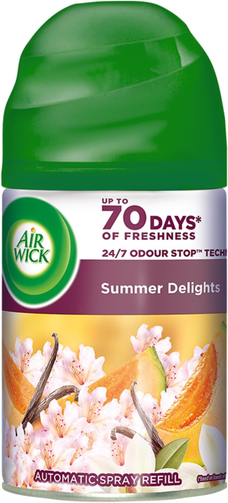 Air Wick Vanilla Freshmatic Automatic Air Freshener Refill, Summer Delights -250 ml | 2600 Sprays Guaranteed | Automatic Room Freshener, Bathroom Freshener and Room Spray