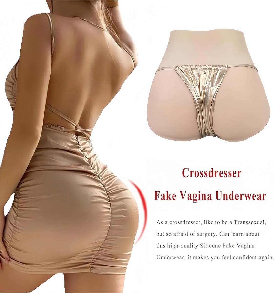 Tranny Silicone Hipster Briefs Hidden Gaff Briefs Drag Queens Men's Cosplay Underwear