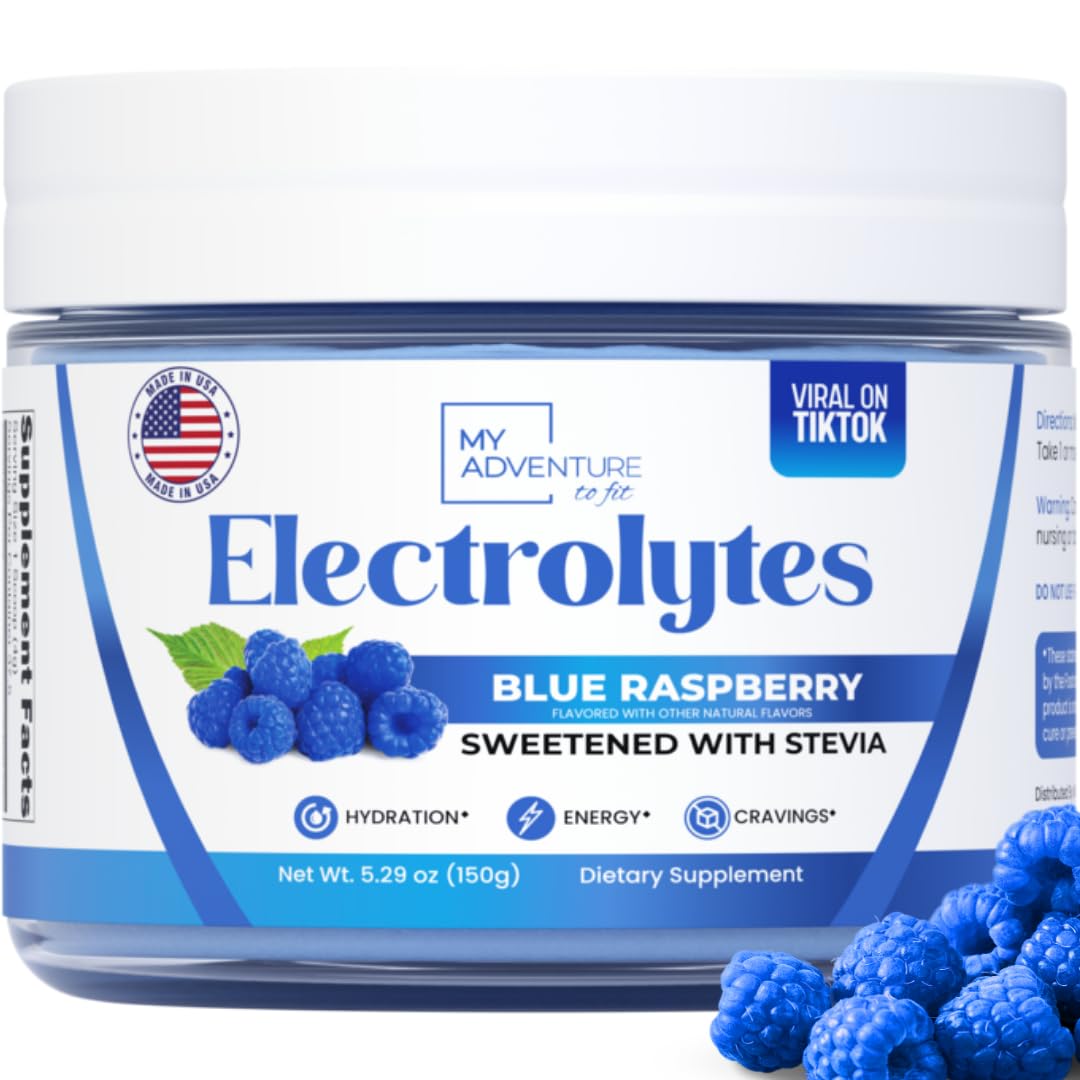 Zero Sugar - Blue Raspberry Electrolytes Powder - Refreshing Hydration - Caffeine Free Energy - All Natural Ingredients - Vegan, Keto and Paleo - Sugar Free Electrolyte Powder Drink Mix - 37 Servings