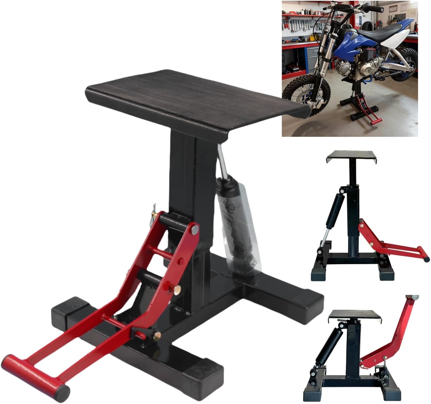SYX MOTO Dirt Bike Lift Stand, 880 lbs Capacity Motorcycle Jack Lift Stand, Hydraulic Adjustable Height Hoist Table for for Dirt Pit Bike Repair and Maintenance