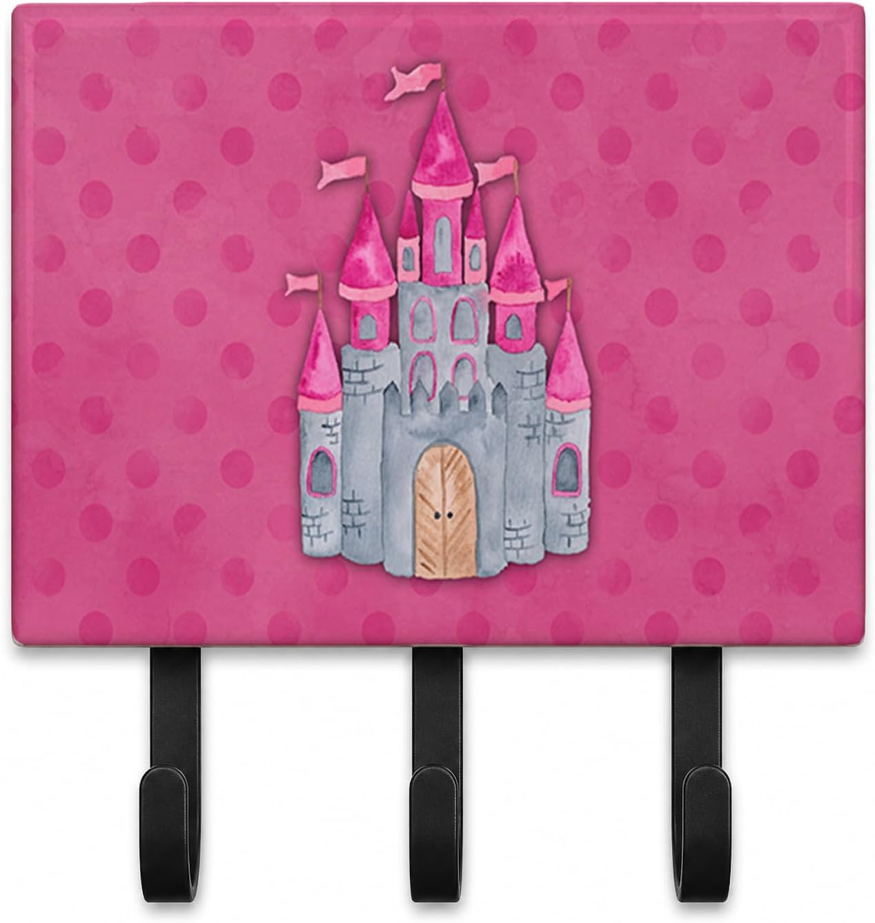 Caroline's Treasures BB7405TH68 Princess Castle Watercolor Leash or Key Holder, Wall Hooks, Key Hooks Holder, Coat Rack Wall Mount, Coat Hooks, Hooks for Hanging Keys, Towels, Aprons, Leashes,