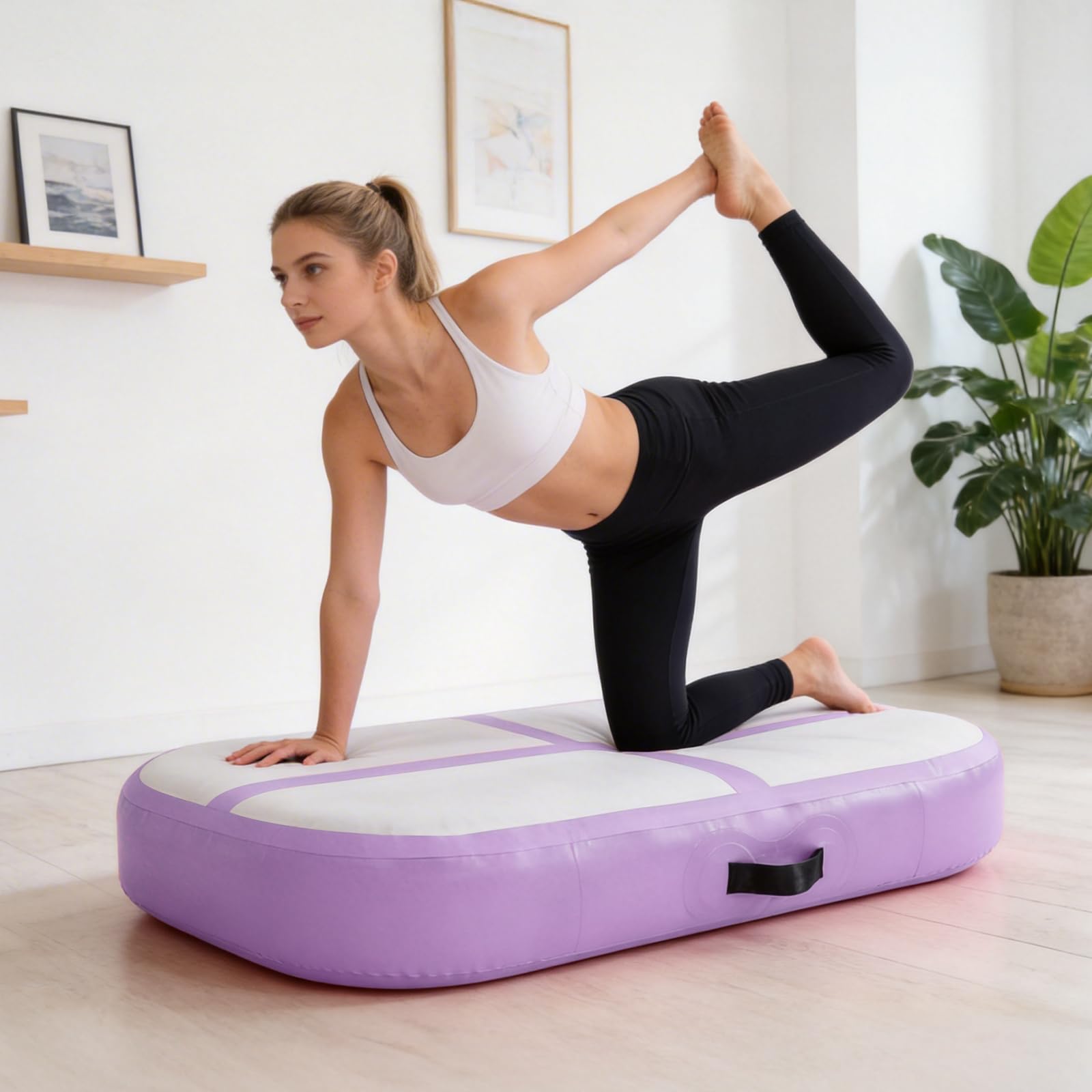 Aufblasbare Air Track Matte 100×60×20 cm – Gymnastikmatte Trainingsmatte aus PVC, 20 cm Dicke Turnmatte für Yoga, Turnen, Tanz & Fitness Training (Ohne Pumpe)