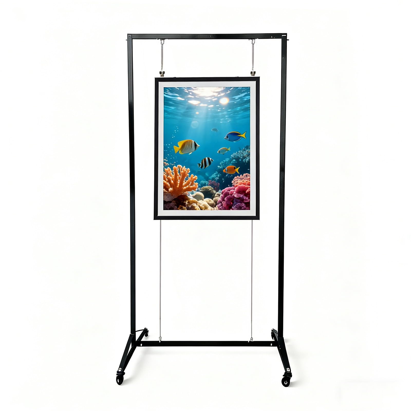Présentoirs Mobiles à roulettes, chevalets modulaires pour expositions, Panneaux roulants pour Photos et Affiches, Noir 100 x 200 cm, Parfaits pour la signalétique et Les présentations artis
