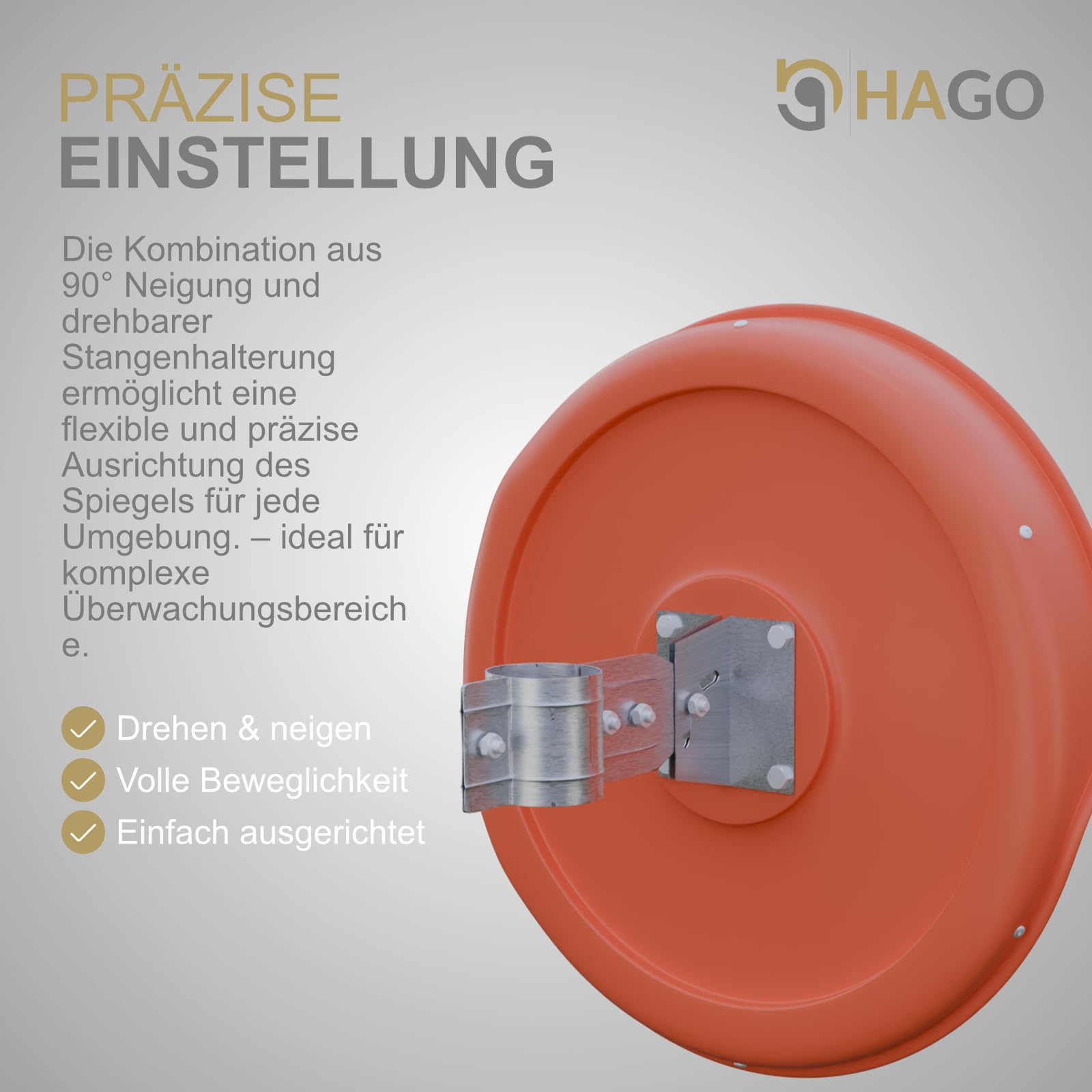 HAGO24 | Verkehrsspiegel | Konvexspiegel | Panoramaspiegel | Überwachungsspiegel | Ø43cm Outdoor | Kunststoff | Außenspiegel | Wandspiegel | Sichtwinkel 130-160°