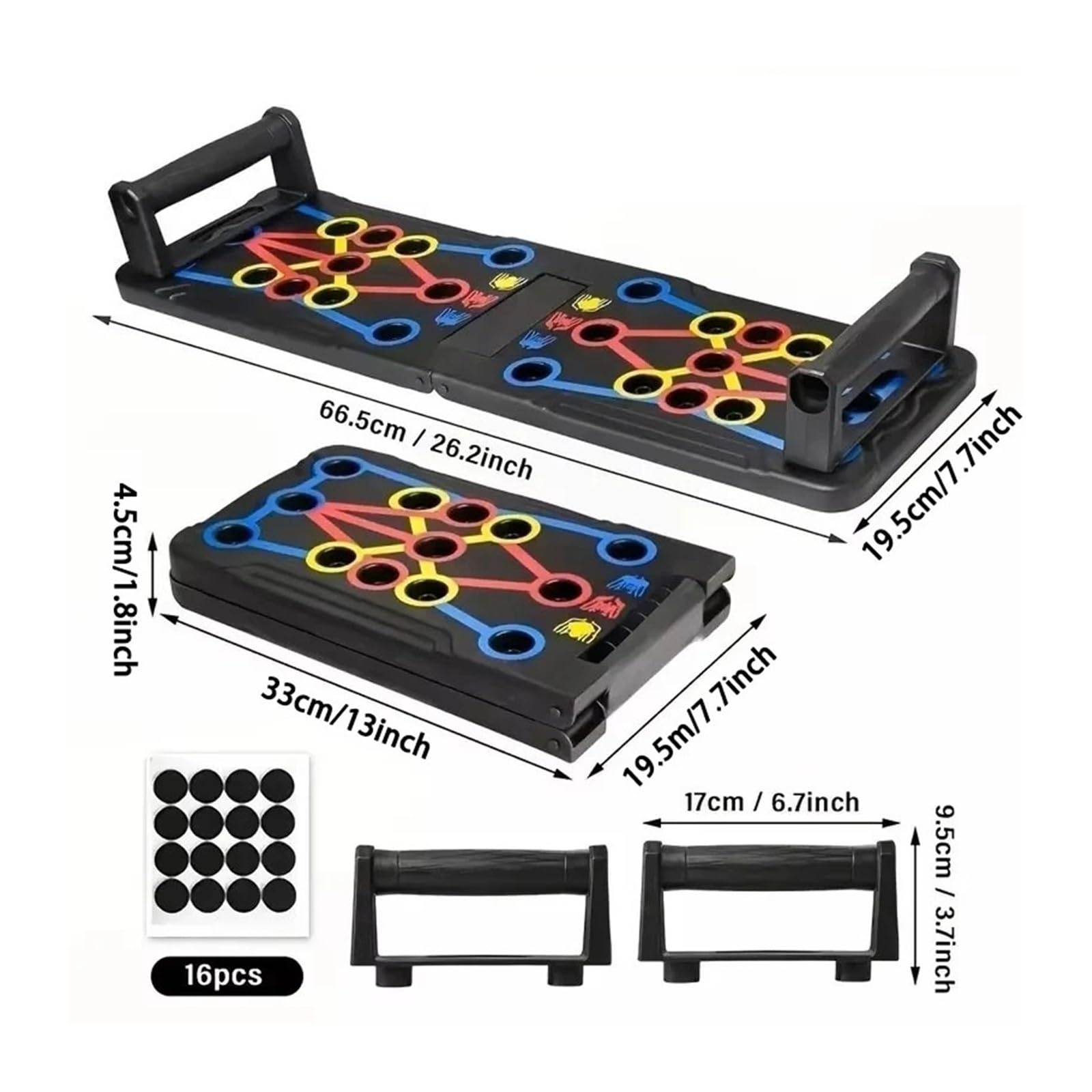 Genérico Tabla de Flexiones portátil Multifuncional, Dispositivo de Entrenamiento Muscular for Fitness en casa, Juego de Entrenamiento Plegable con Barra de Resistencia