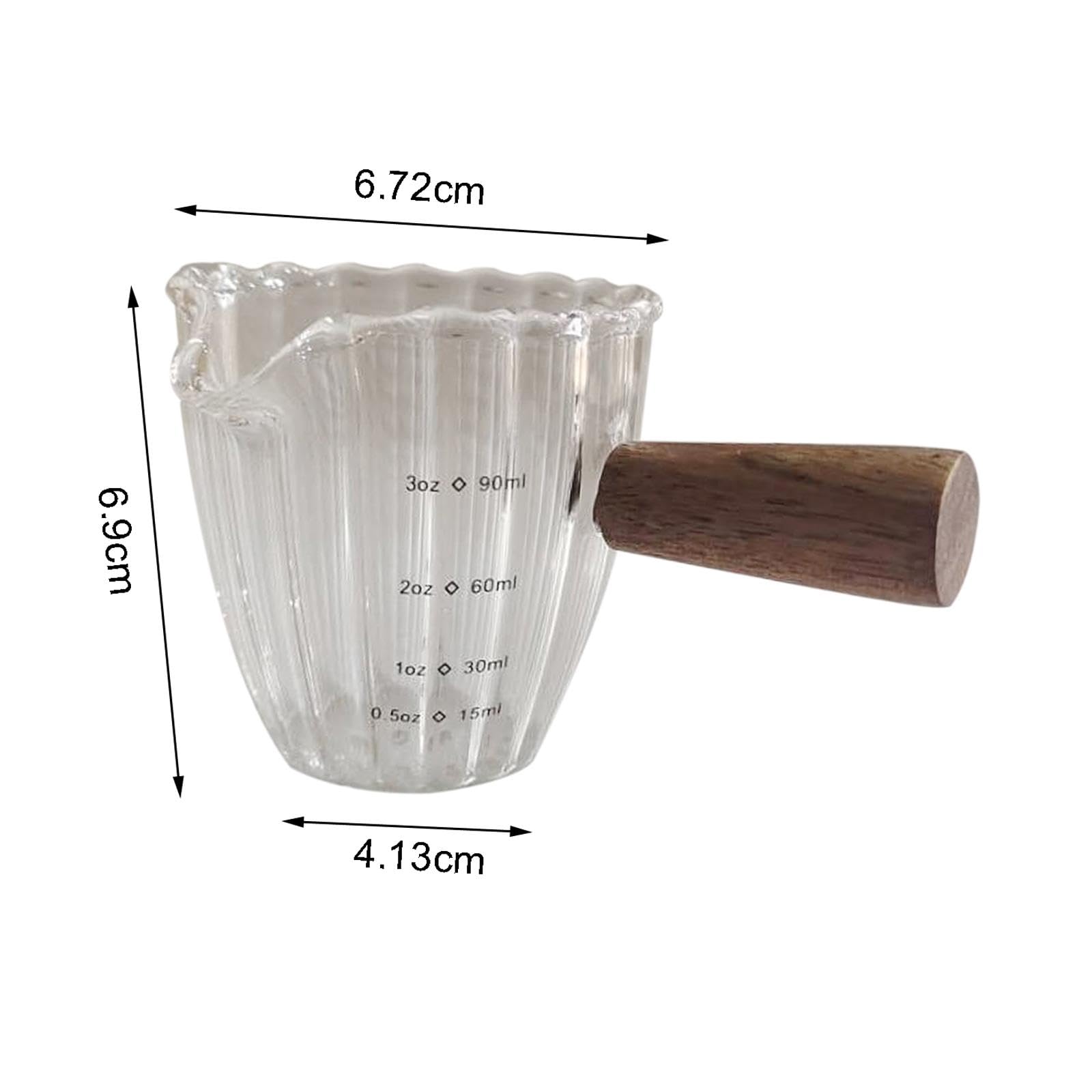 3 Misurini in Vetro Da 90 Ml, Brocca per Schiuma, Misurino per Caffè Espresso Trasparente