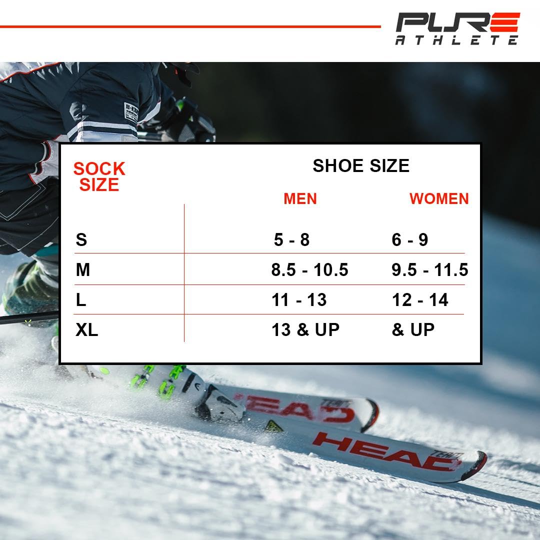 Pure Athlete Alpaca Wool Ski Socks - Made in USA, Winter Weather Lightweight Skiing and Hunting Socks for Men and Women