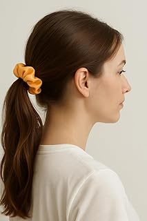 Wide Satin Hair Scrunchy | Soft & Comfortable, No-Damage Elastic Hair Tie for Women & Girls | Stylish & Gentle on Hair – 1 Piece (Orange, One Size)