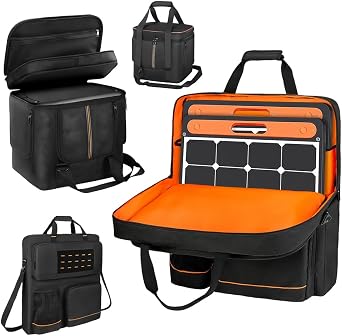 Portable Power Storage Bag Fits Jackery Explorer 2000 v2 + Solar Panel Storage Bag Fits Jackery SolarSaga 100X/200W, ANKER SOLIX PS100 PS200