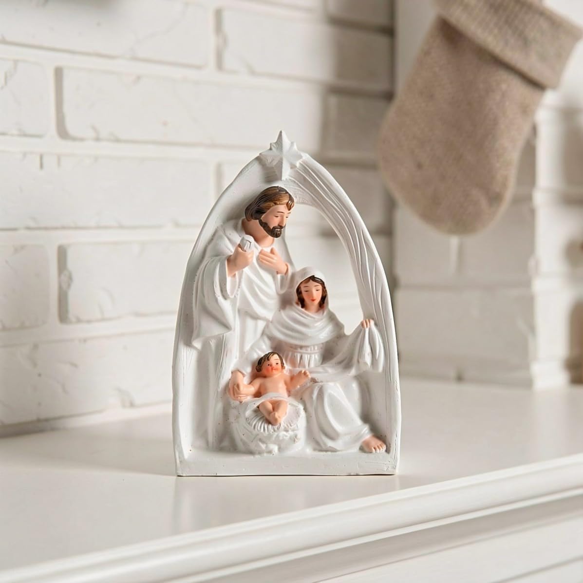 Nativity Scene Resin Statue Christmas Holy Family Table Centerpiece Xmas