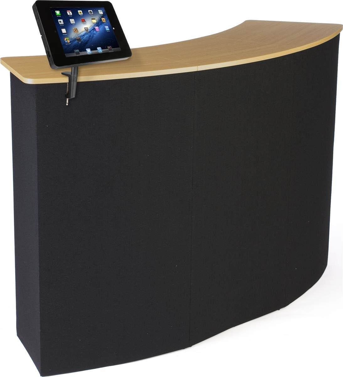 Displays2go Portable Counter with iPad Mount | Truss Stand & Clamping Enclosure (CTR5IPDCBK)