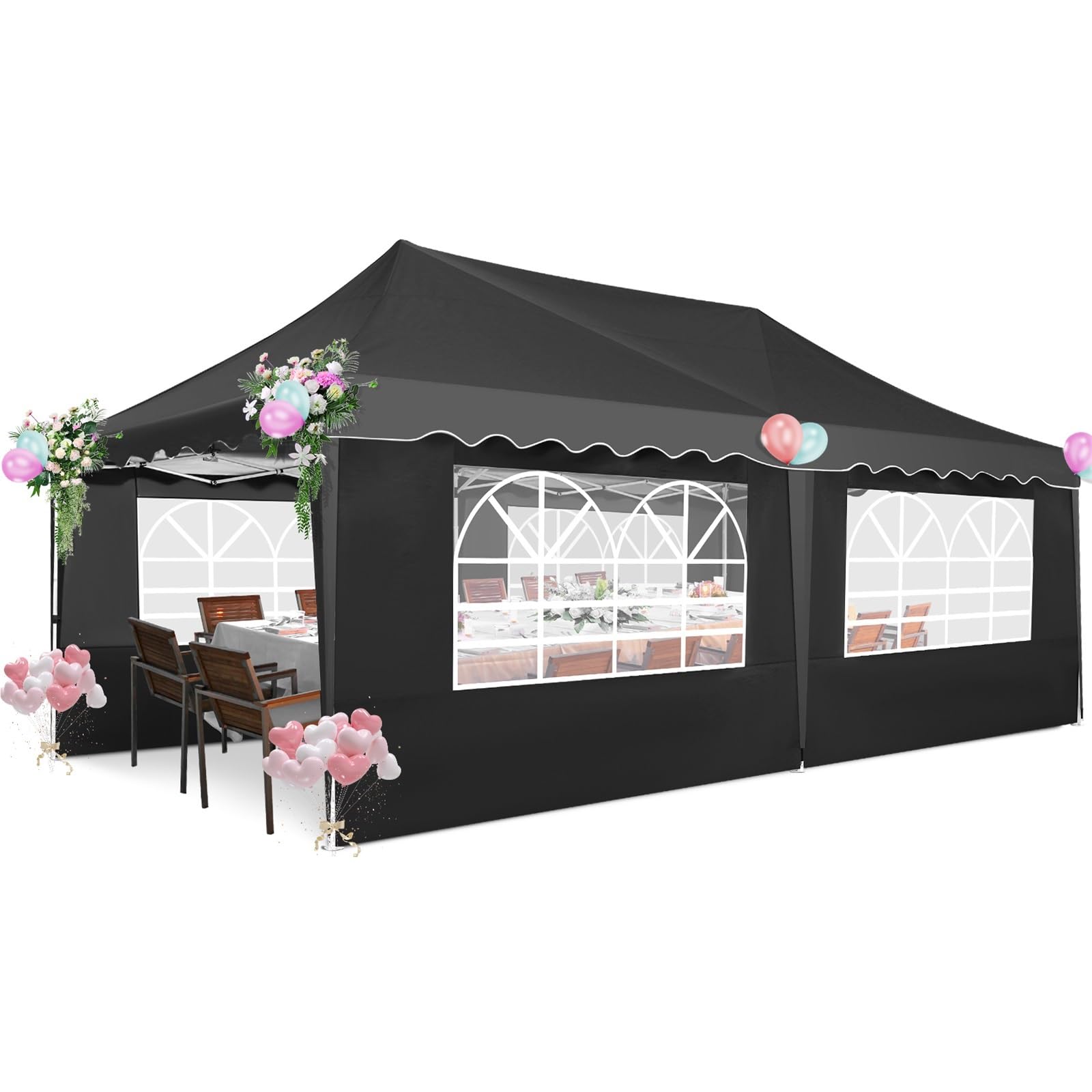 Pop Up Pavillons 3x6m Pop-Up-Pavillonzelt mit 6 Seitenwand-Überdachung, Festzelt, Pavillon, wasserdichtes Partyzelt for Party, Garten, Outdoor, kommerzielle Überdachung(Blue)
