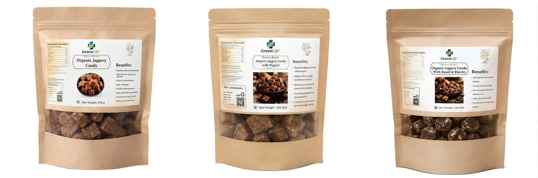 Organic Plain Jaggery Candy 500g | Natural Desi Gur | Chemical Free Traditional Sweet TreatOrganic Ginger Mix 250g | & Spicy Sna-image-47