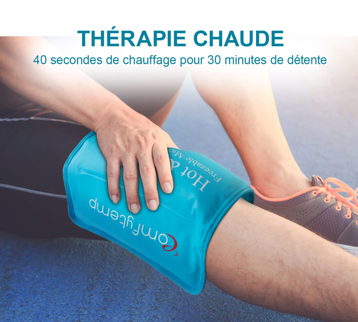 Comfytemp Poche de Glace Réutilisable 27x37cm, Lot de Gel avec Sangle pour Soulager la Douleur, Épaules, Genou, Pied, Coude, Compresses Chaudes et Froides pour Entorses, Gonflements, Ecchymoses