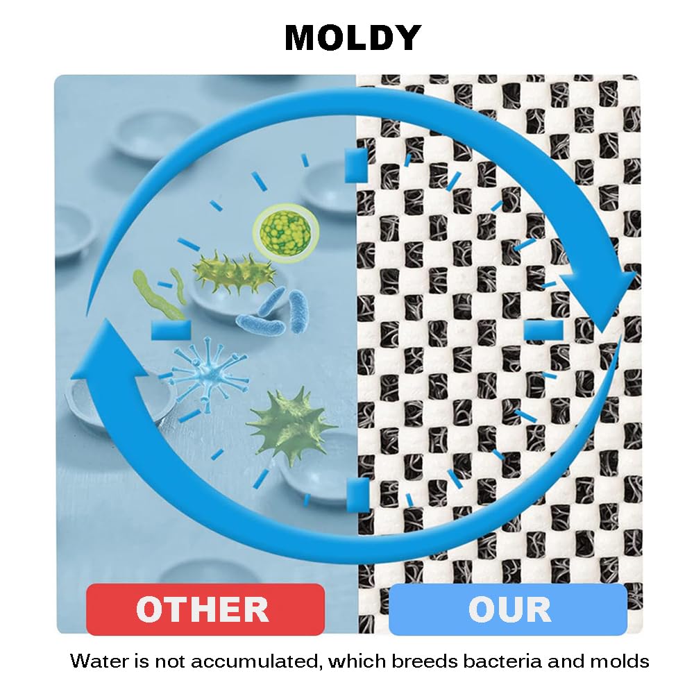 Shower Mat Non Slip 80x80cm, Soft Comfort Bath Mat with Drain Holes - Image 4