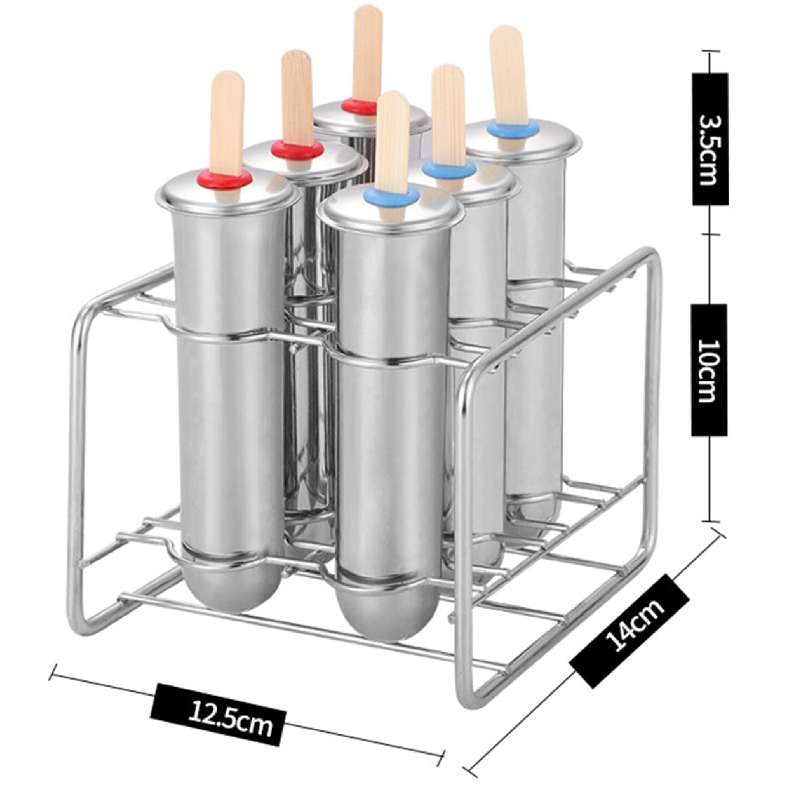 Molde de acero inoxidable para paletas, bandeja de helados, con 50 palitos de madera, 20 bolsas para reventar, 1 cepillo de limpieza para paletas de hielo, caramelos, jugos y batidos de frutas