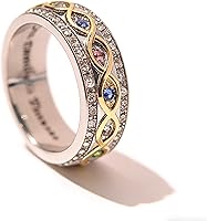 Vista 1 de Anillo de plata de ley 925 con zafiro rubí y oro de 18 quilates, anillo de compromiso de eternidad, anillo de compromiso de boda para mujer