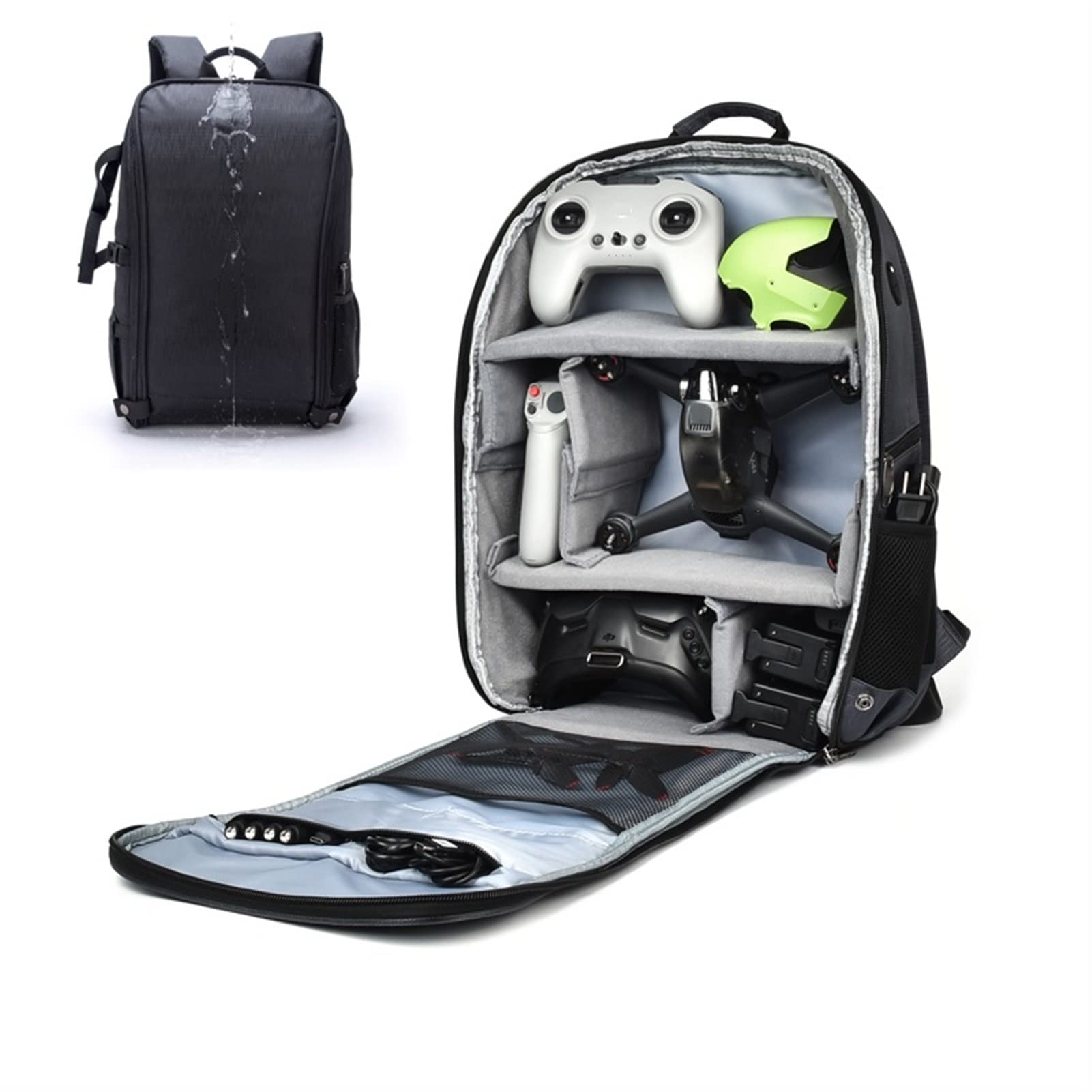 FPV. Borsa for zaino impermeabile Fai da te Custodia for il trasporto del telecomando del drone dei vetri della fodera(Schwarz)