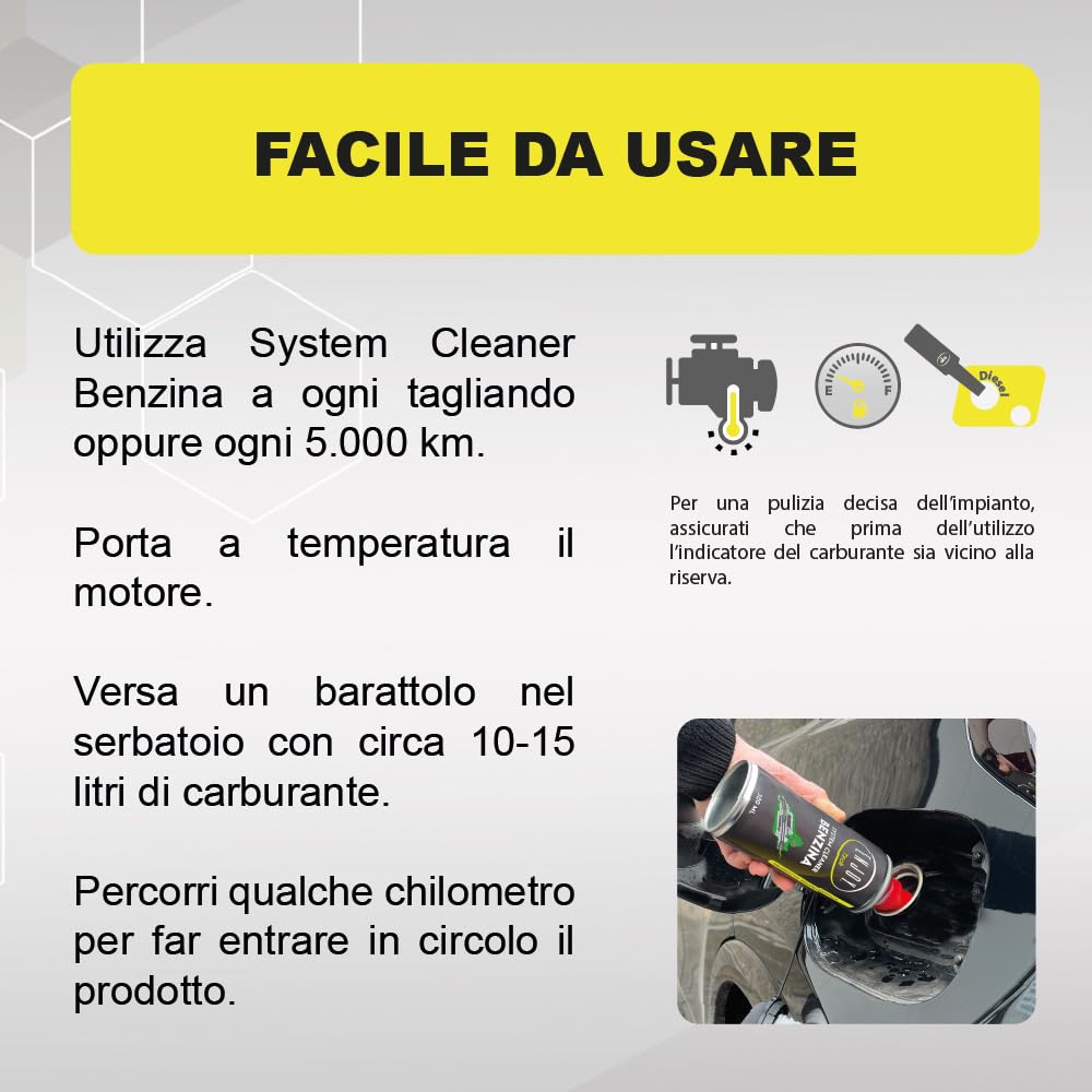 ENJOY TECH System Cleaner Benzina 300 ml | Additivo per Motori Benzina | Pulisce Iniettori, Riduce Consumi e Fumosità e Migliora Avviamento e Prestazioni | Made in Italy