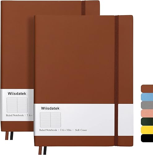 Cuadernos B5 con rayas universitarias, paquete de 2 cuadernos grandes B5 con 376 páginas numeradas, papel rayado grueso de 3.53 ozm, cubierta de