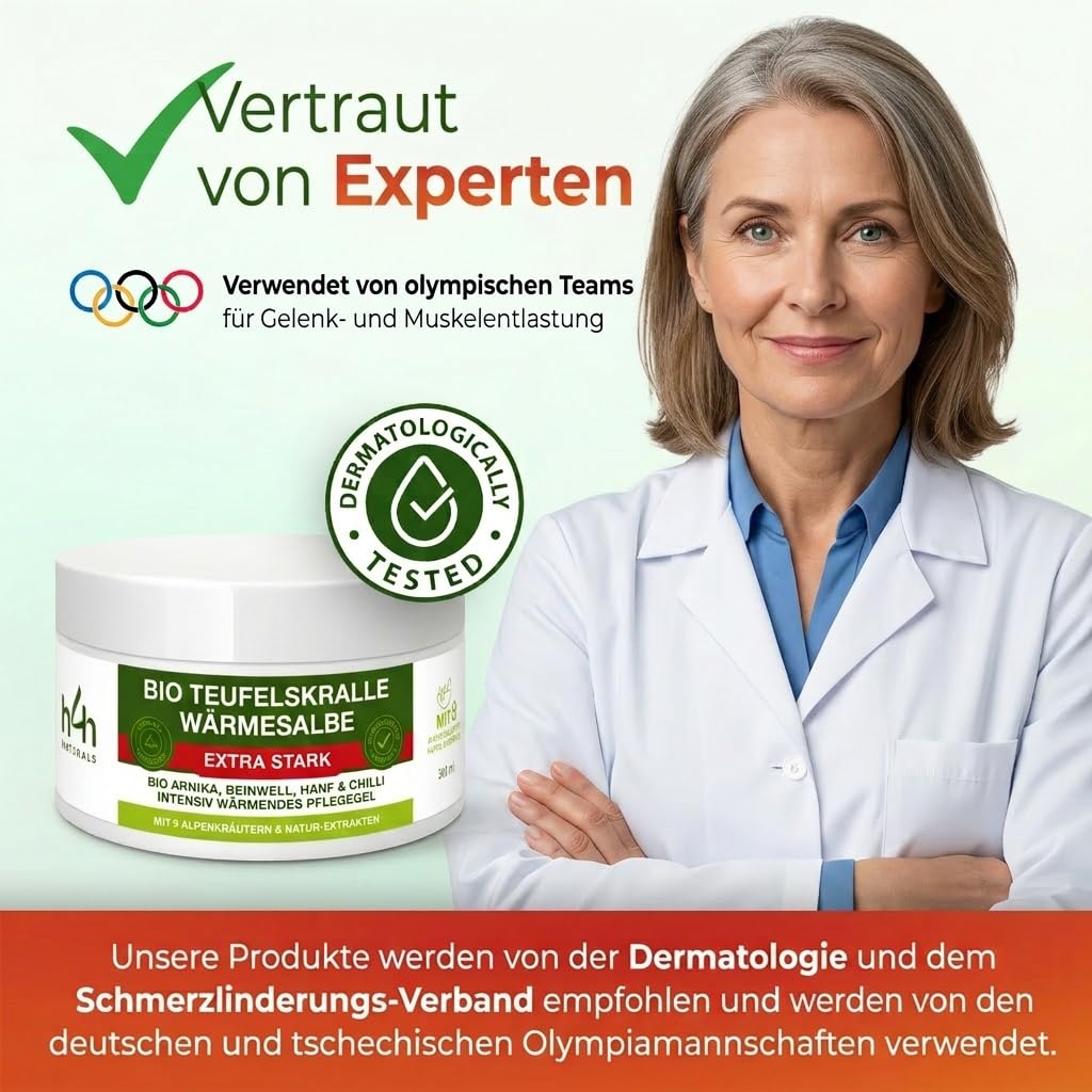 Bio Teufelskralle Wärmesalbe Extra Stark – Wohltuende Wärme für Rücken, Nacken, Knie & Schultern – Mit Hanf, Arnika, Capsaicin & 7 Pflanzenextrakten – 200ml Vegan & Tierversuchsfrei