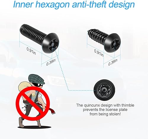 Miniatura 3 de XINLIYA Kit de tornillos antirrobo para matrícula, acero inoxidable inoxidable para placa de placa de automóvil, tornillos M6 (14 pulgadas), tuerca