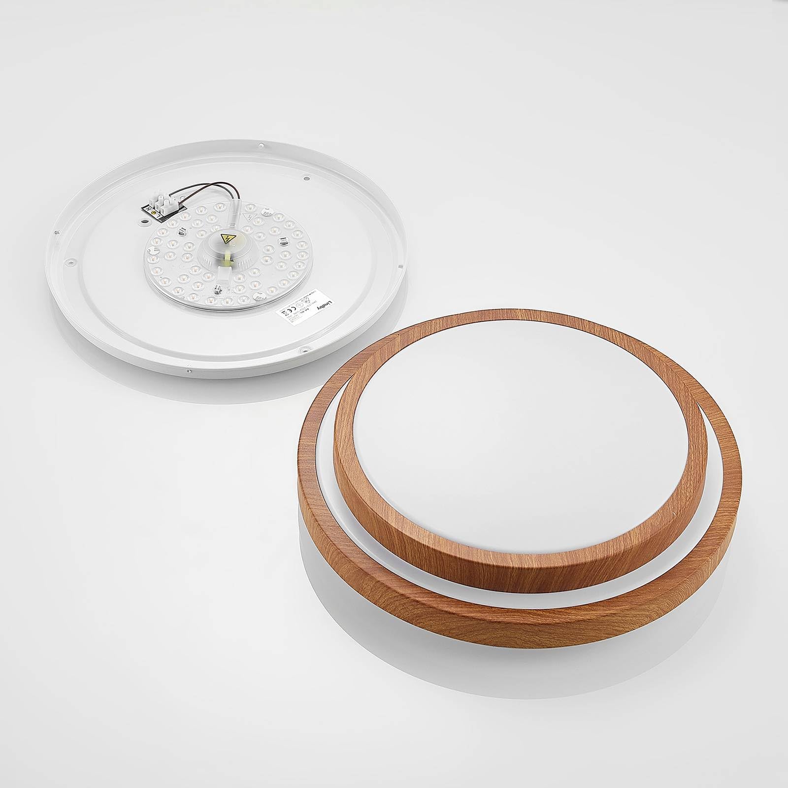 Lindby LED Lámpara de techo Vaako (Moderno) en Marrón hecho Plástico (1 llama, lámpara, plafón