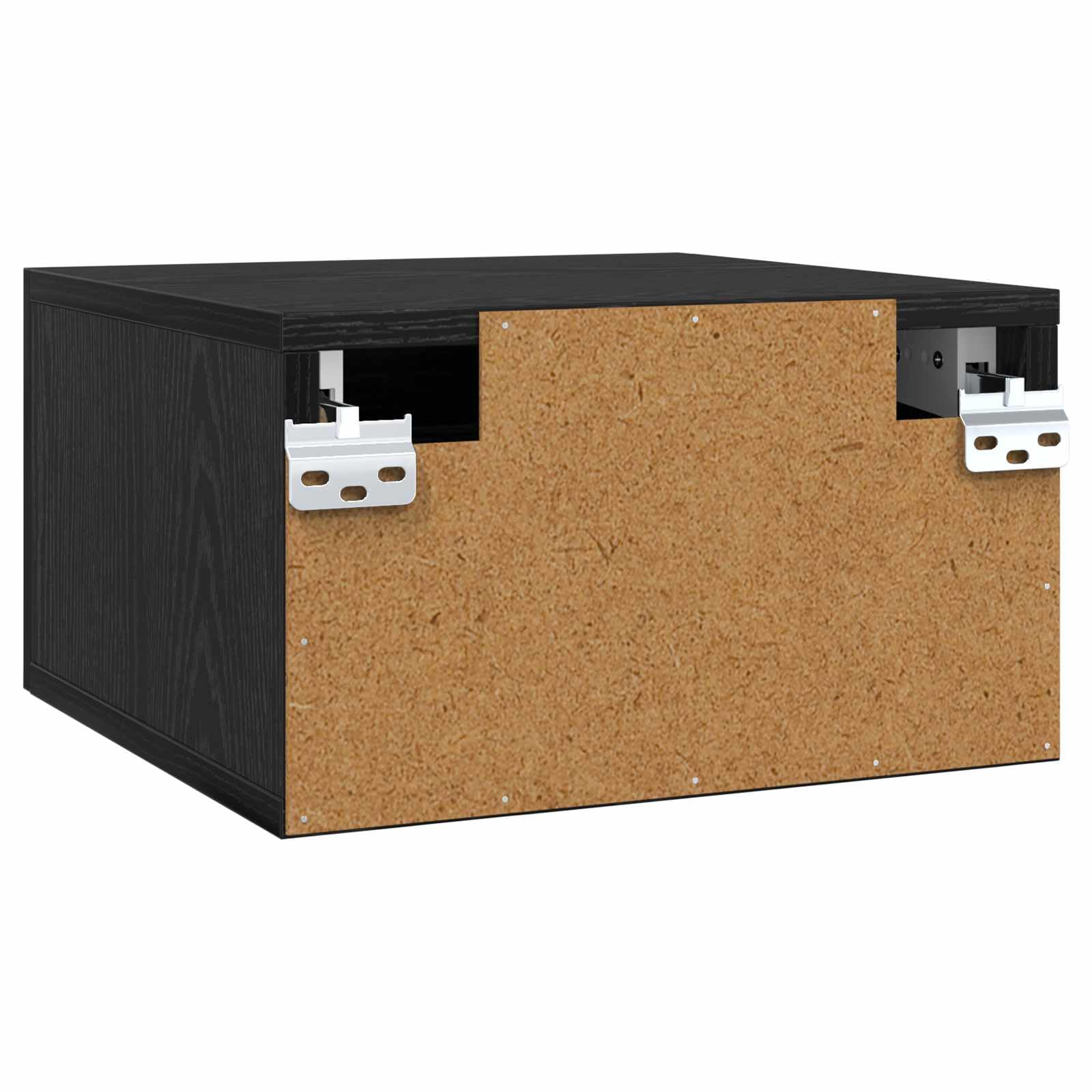 Juego de mesita de noche de pared, 1 unidad, color negro, 35 x 35 x 20 cm, con cajón, mesita de noche colgante de madera y diseño montado en la pared con espacio de almacenamiento para el