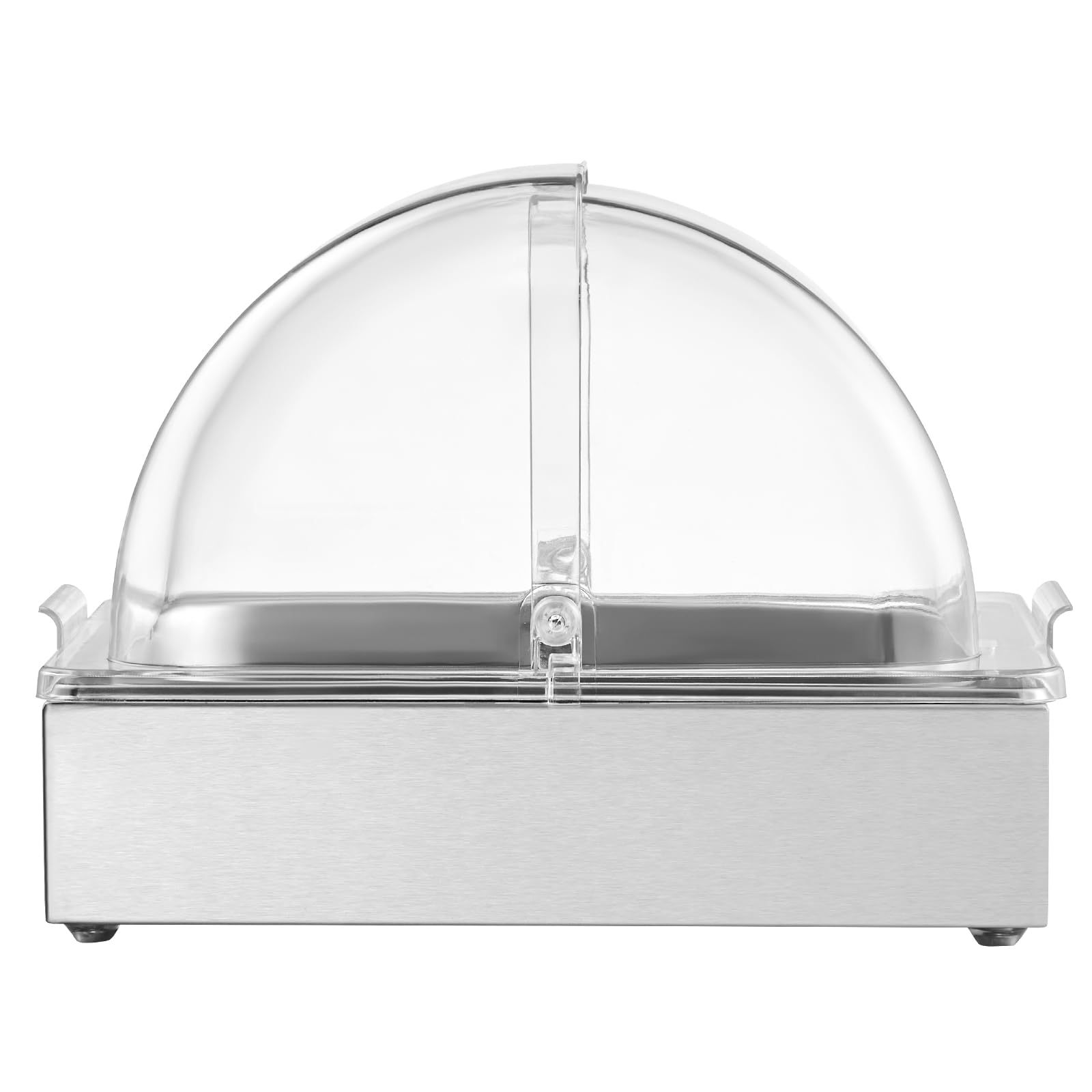 VEVOR Contenedor de Exhibición para Servir Alimentos sobre Encimera, de Acero Inoxidable, 1 x 1/2 Sartén, con Tapa Transparente y Bandeja de Hielo, para Restaurante, Fiesta, 345 x 276 x 245 mm