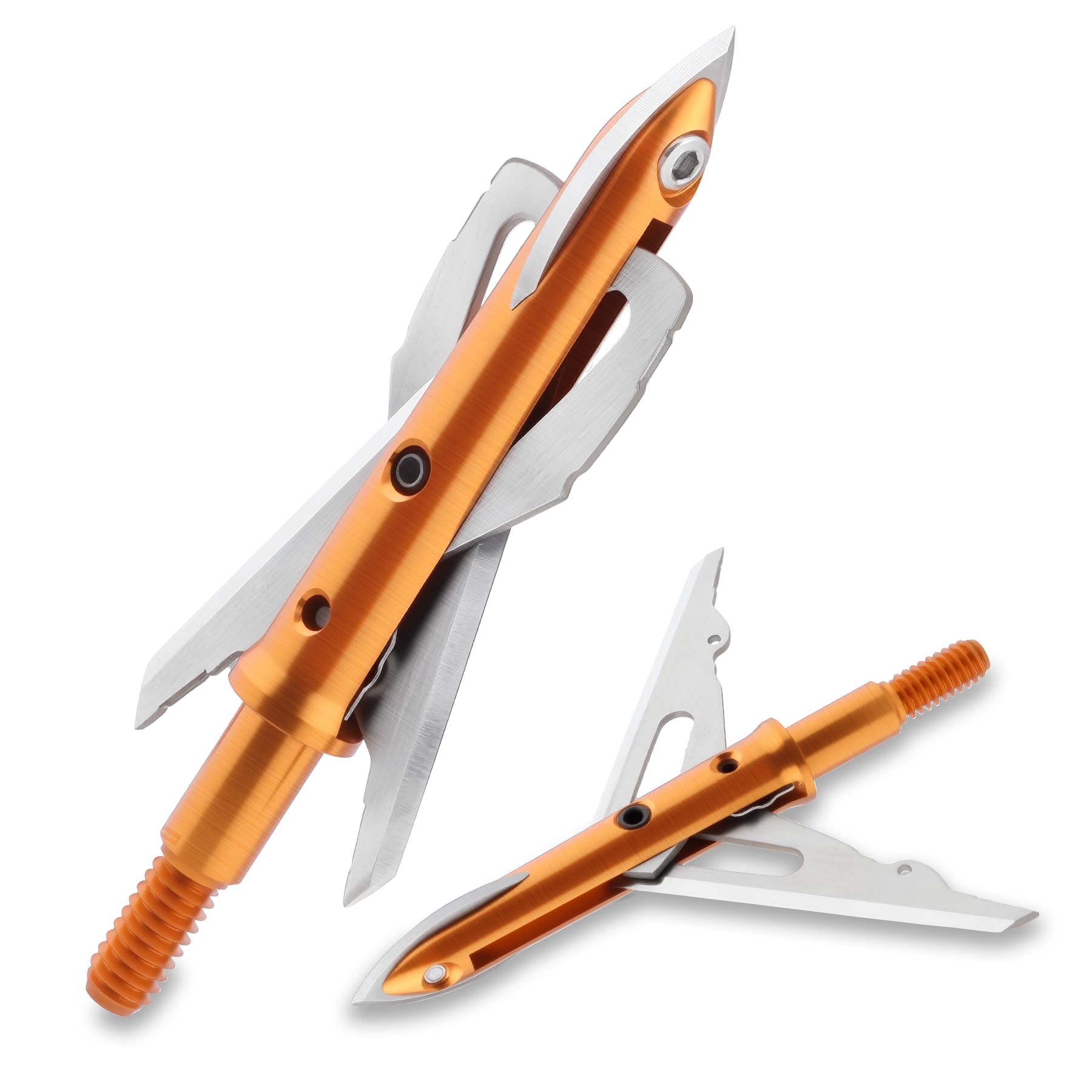Hunting Broadheads 6PK 100 Grains 420 Stainless Steel 3 Blades Mechanical Hunting Arrow Tips Archery Arrowhead for Crossbow and Compound Bow Hunting 2” Cutting Diameter