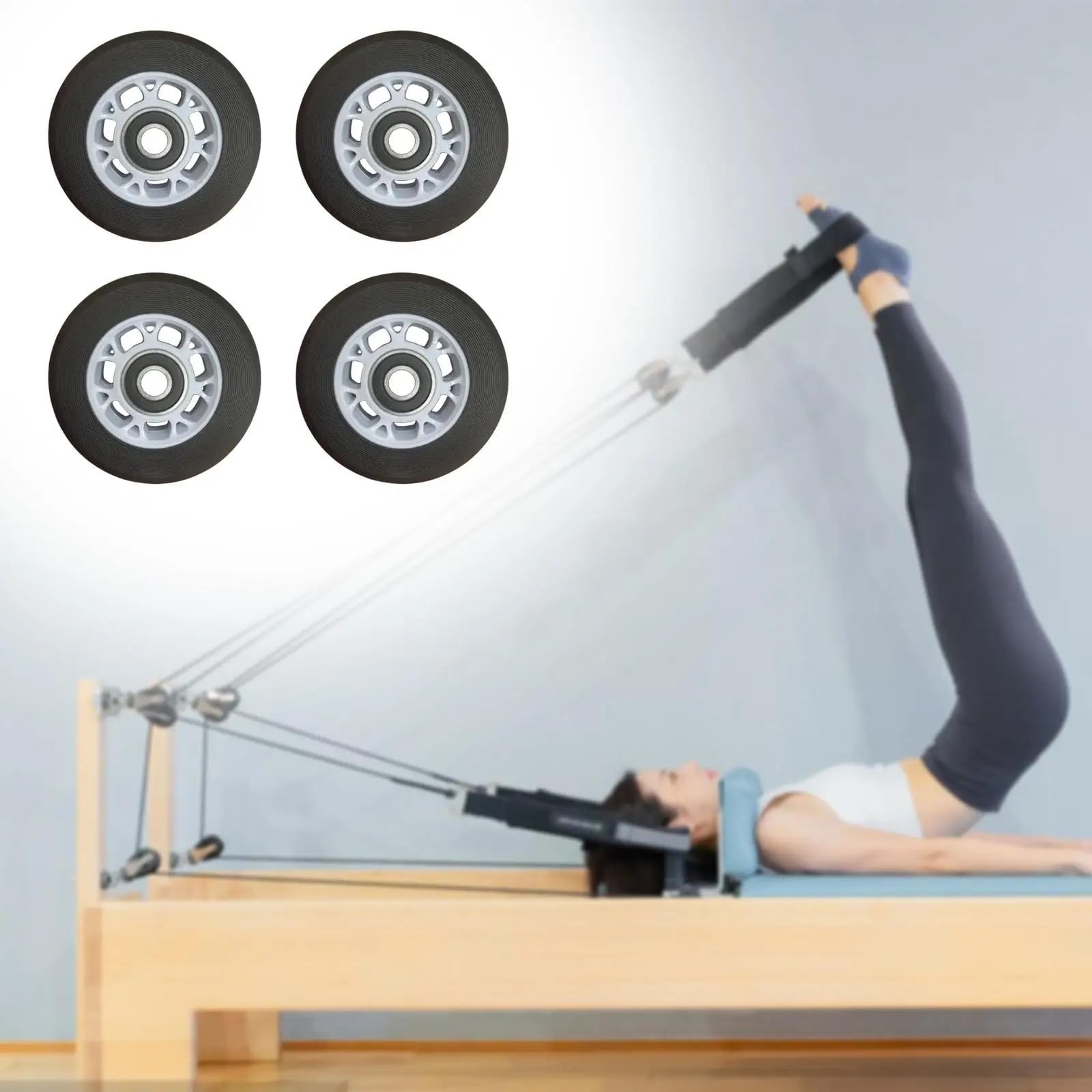 máquina de Pilates Piezas Ruedas reformadoras Pilates, Cama Repuesto Resistente al Desgaste, 4 Piezas Pilates para