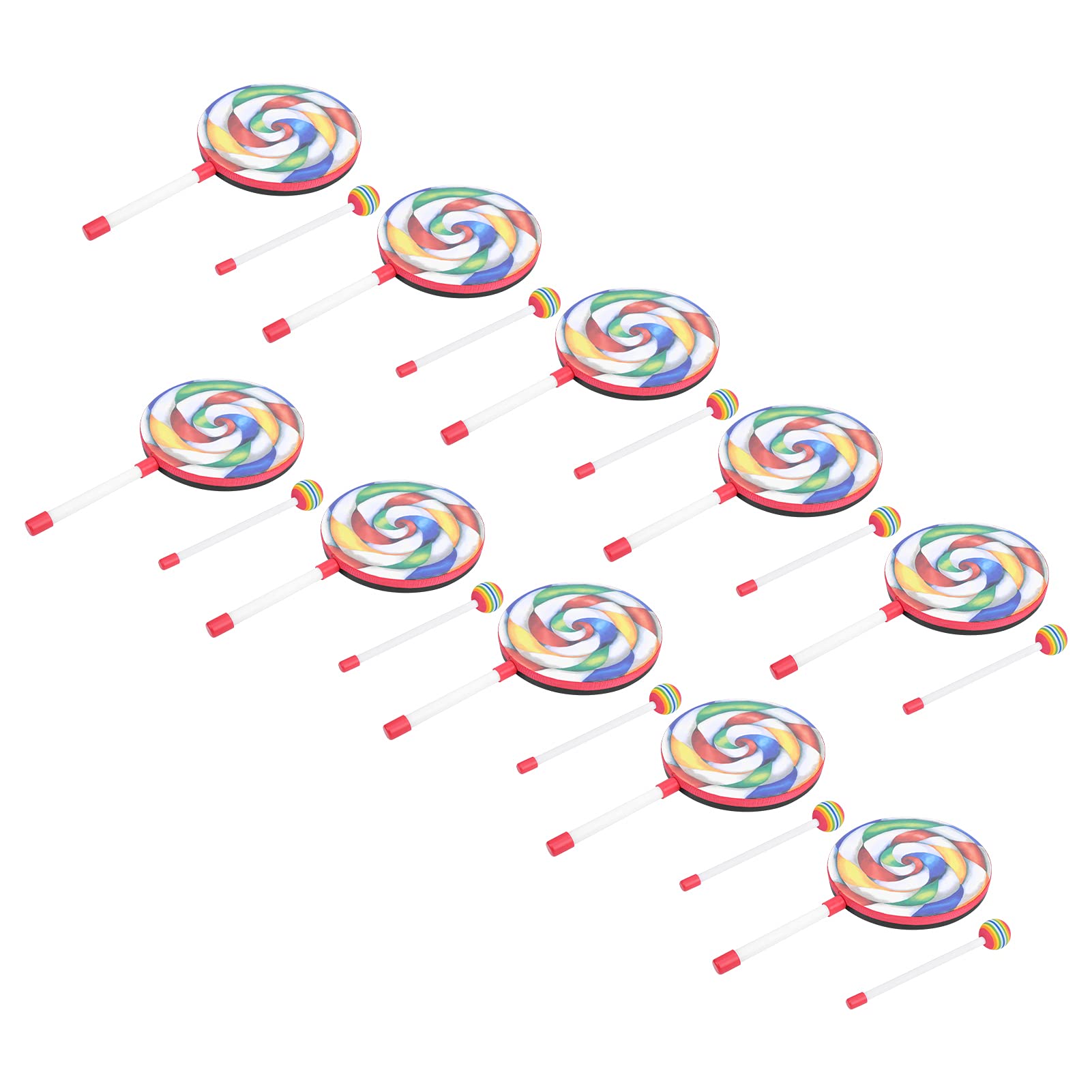 Juego de Batería Colorida con Forma de Piruleta para Actuaciones de Educación Musical para Niños, Instrumento de Ritmo Musical con Baquetas de 10 Piezas para Educación Infantil