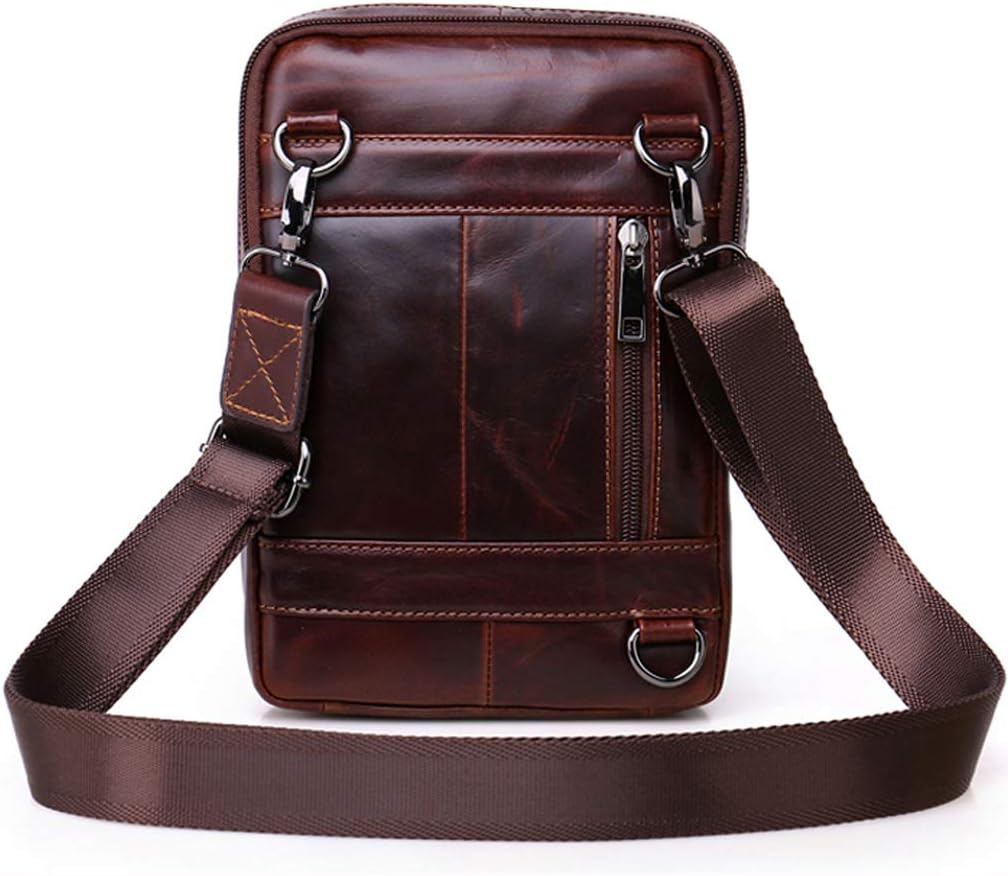 Hebetag Small Leather Sling Shoulder Bag Messenger Pack for Men Women Outdoor Travel Business - Image 4