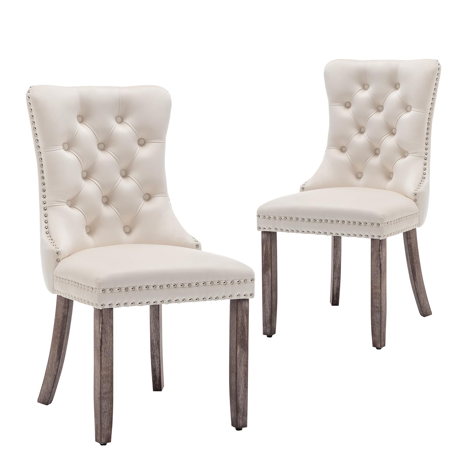 Hixkol Velvet Dining Chairs Set of 2,Upholstered Dining Chairs with Ring Pull Trim and Button Back,Modern Seating for Kitchen, Bedroom & Living Room(