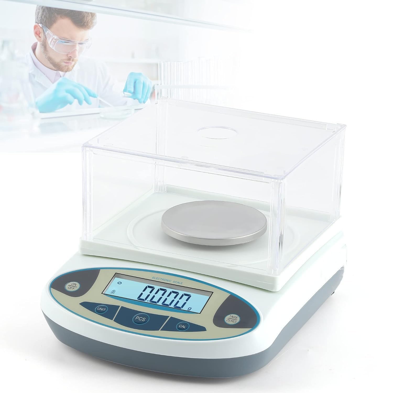 Balance analytique numérique de Laboratoire de Haute précision, Balance électronique pour Bijoux, Balance électronique de précision pour Cuisine avec Pare-Brise