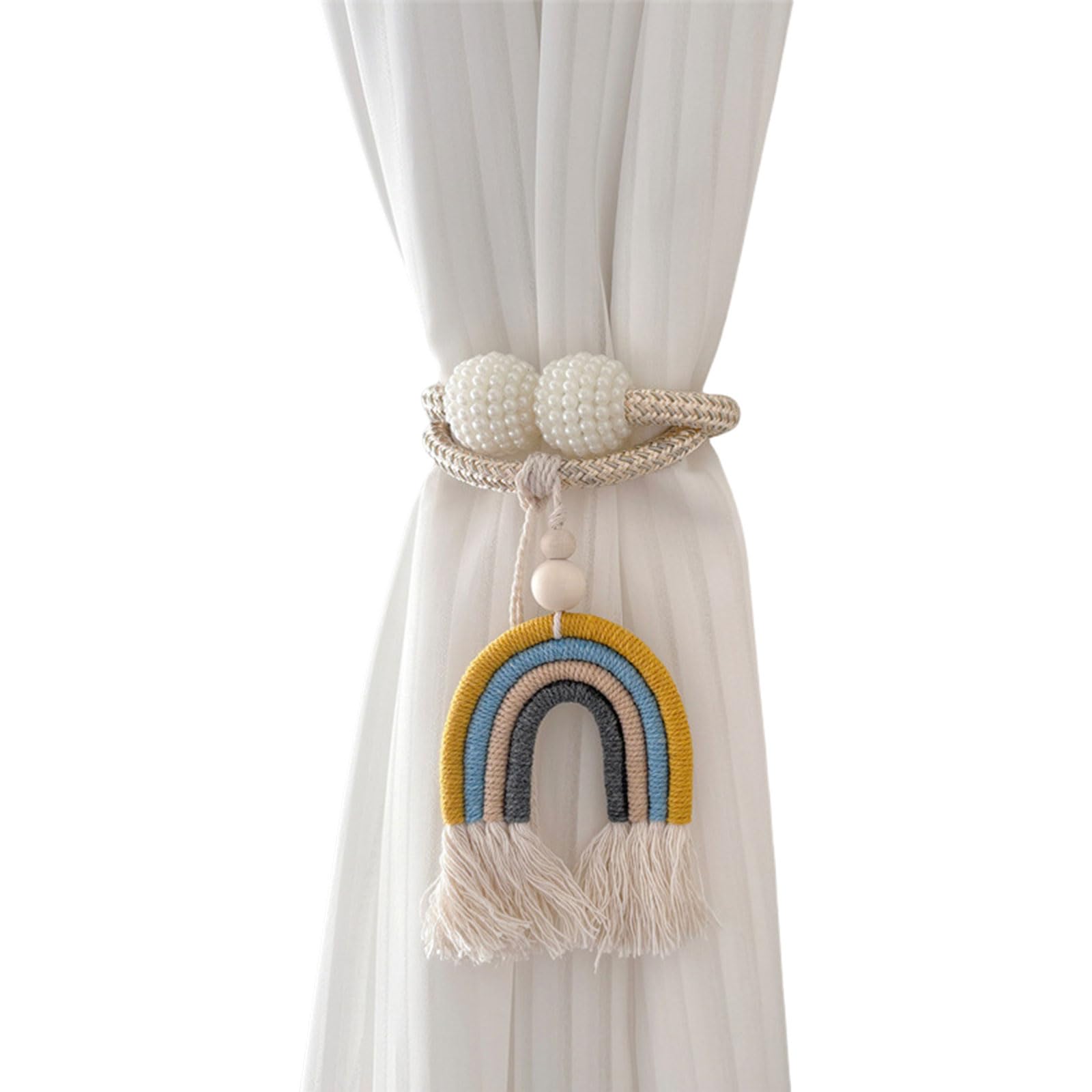 Kahdgss A 2Pieces Rainbow Tasseled Rope Curtain Holdbacks Window Curtain Decoration Cartoon Holders For Kids Bedroom Embellishments