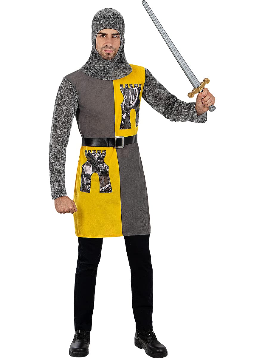 Funidelia | Disfraz de Caballero medieval para hombre Medieval, Edad Media - Disfraz para adultos y divertidos accesorios para Fiestas, Carnaval y Halloween - Talla XL - Gris/Plateado