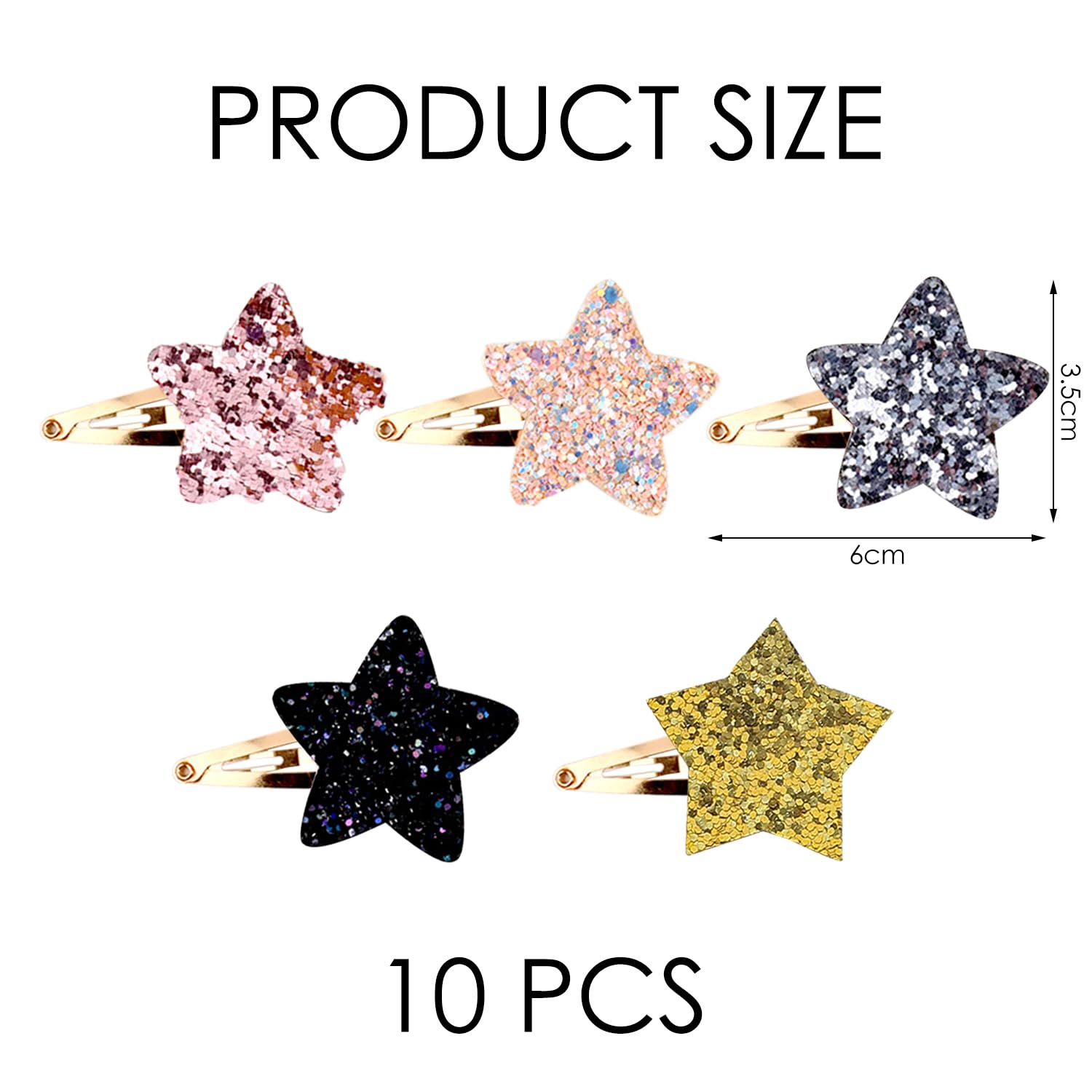 10 Pieces Star Hair Clips, Sparkling Hair Clips, Children'S Hair Clips, Simple Fashion Hair Accessories, Hair Star Decoration Clips - Image 2