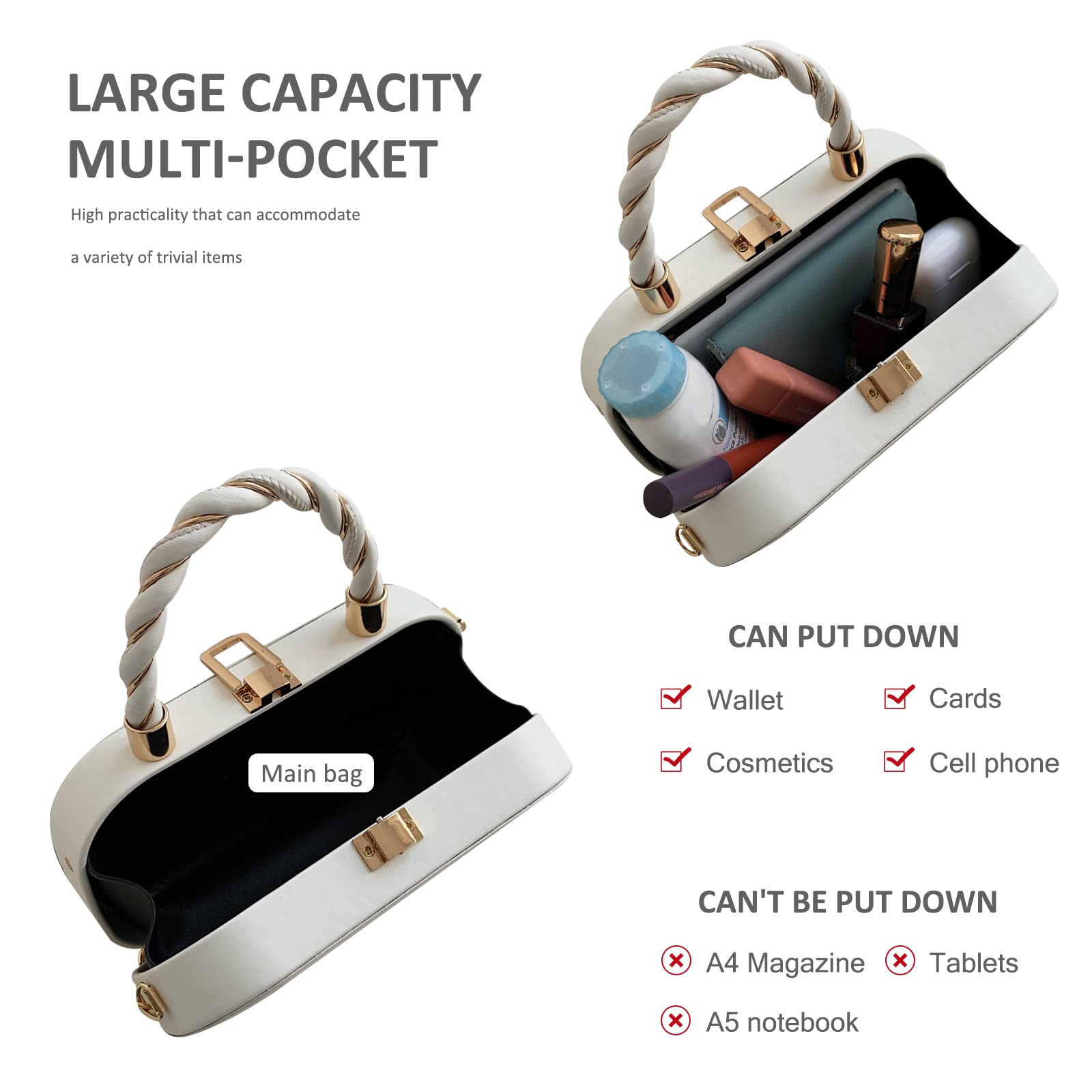 NICOLE & DORIS Frau Tasche Klein Designer Handtasche mit Kette Abendtasche Damen Partytasche Mode Schultertaschen PU Leder Handy Tasche Crossbody Schwarz