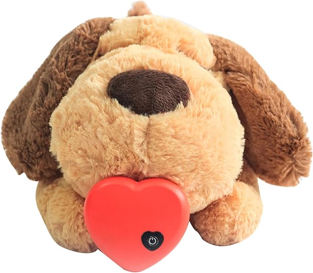 Puppy Toy with Heartbeat, Puppies Separation Anxiety Dog Toy Soft Plush Sleeping Buddy Behavioral Aid Toy Puppy Heart Beat Toy for Puppies Dog Pet (Dog)