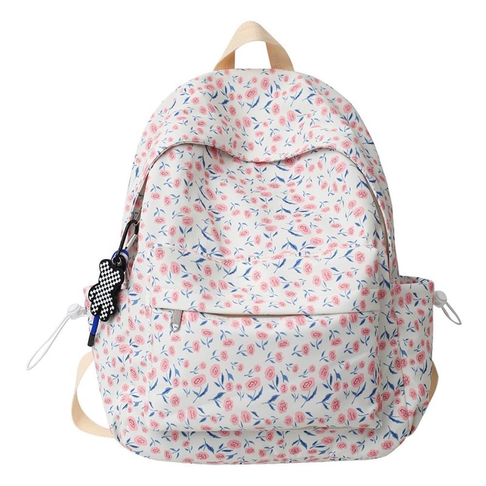 JHTPSLR Cottagecore Aesthetic Backpack Flowers Backpack Cute Floral Backpack Spring Summer Backpack Casual Daypack (Blue)