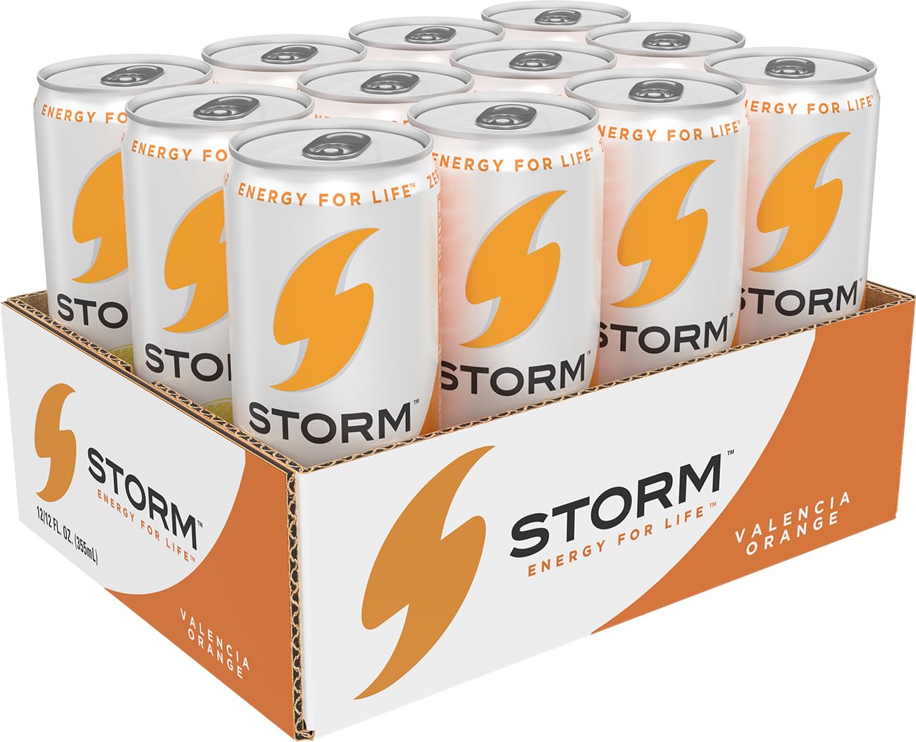 STORM Valencia Orange, Fitness & Wellness Energy Drink, 12 Fl Oz (Pack of 12)