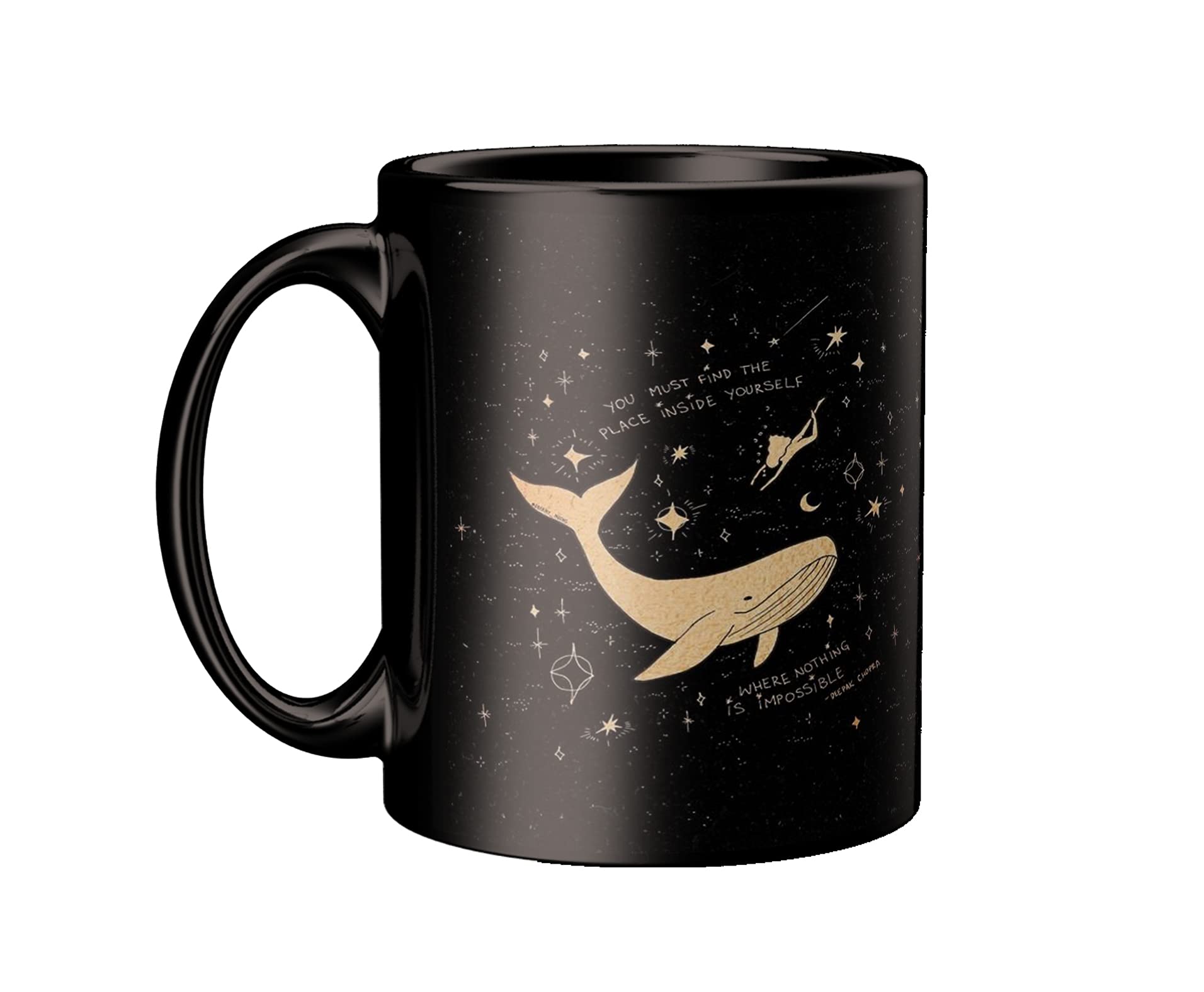 iGifts Whale Printed Black Ceramic Coffee/Tea Mug (11 Oz Cup) with Motivational Quote